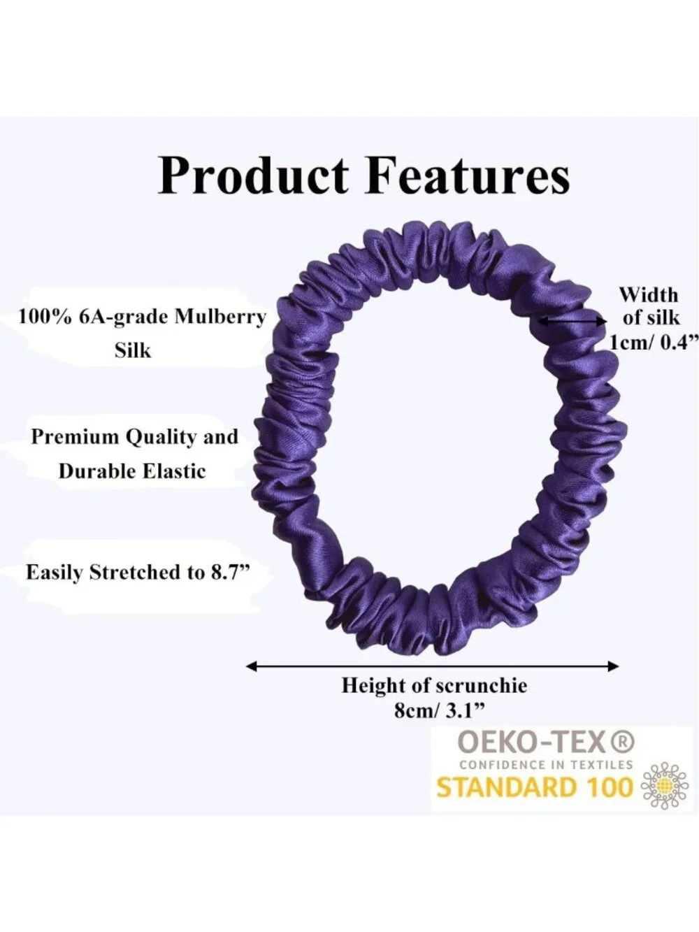 6 Pcs 100% Pure Mulberry Silk Hair Scrunchies Set - Soft Pastel Colors